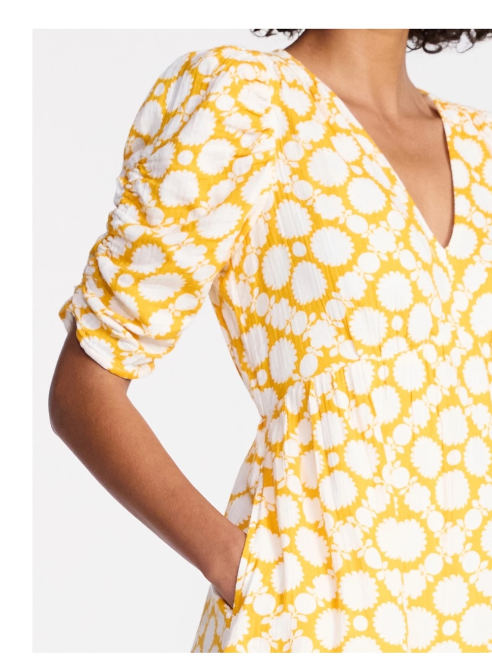 NWT Time and Tru Women's Cotton Tiered Dot Tile Saffron Gold Midi Dress XL 16/18 - Picture 3 of 8